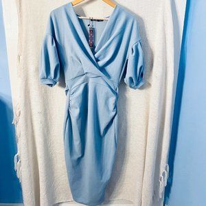 Off The shoulder wrap midi Maternity dress